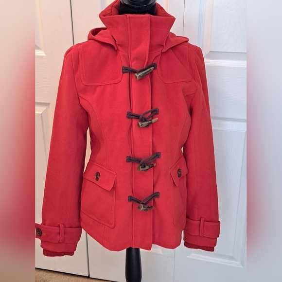 Boy Meets Girl Red Hooded Jacket  Size L - Picture 1 of 9